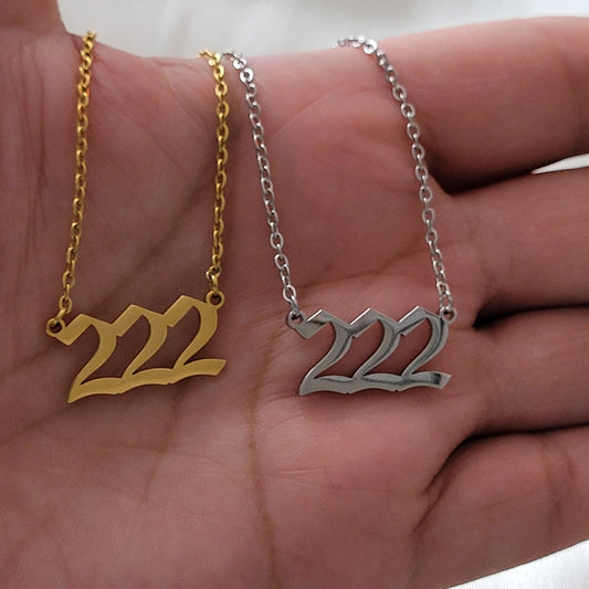 Angel Numbers (222) Fashion Necklace (Gold)
