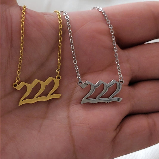 Angel Numbers (222) Fashion Necklace (Silver)